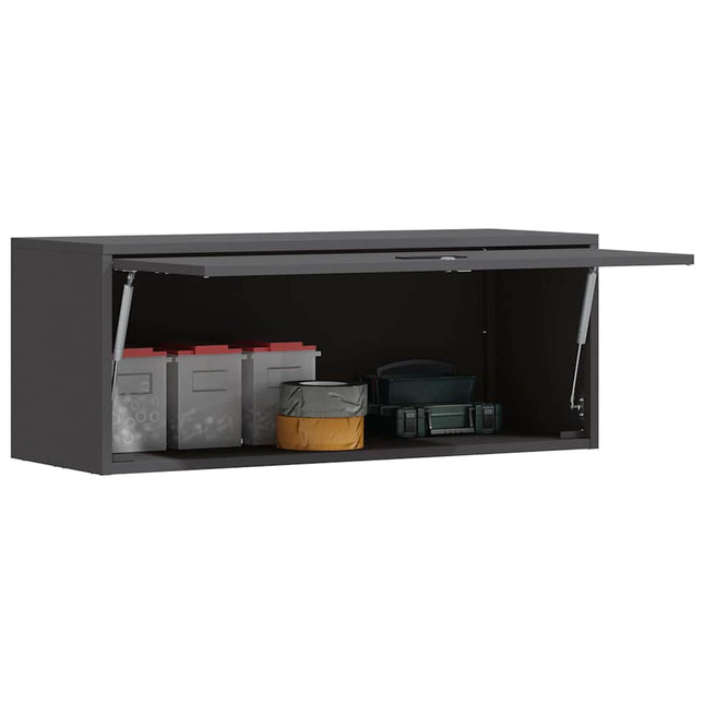 Vägghylla för garage Svart 90 x 33 x 35 cm Pulverlackerad stål
