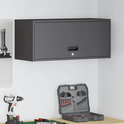 Vägghylla för garage Svart 80 x 33 x 35 cm Pulverlackerad stål