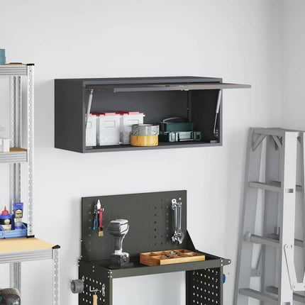 Vägghylla för garage Svart 80 x 33 x 35 cm Pulverlackerad stål