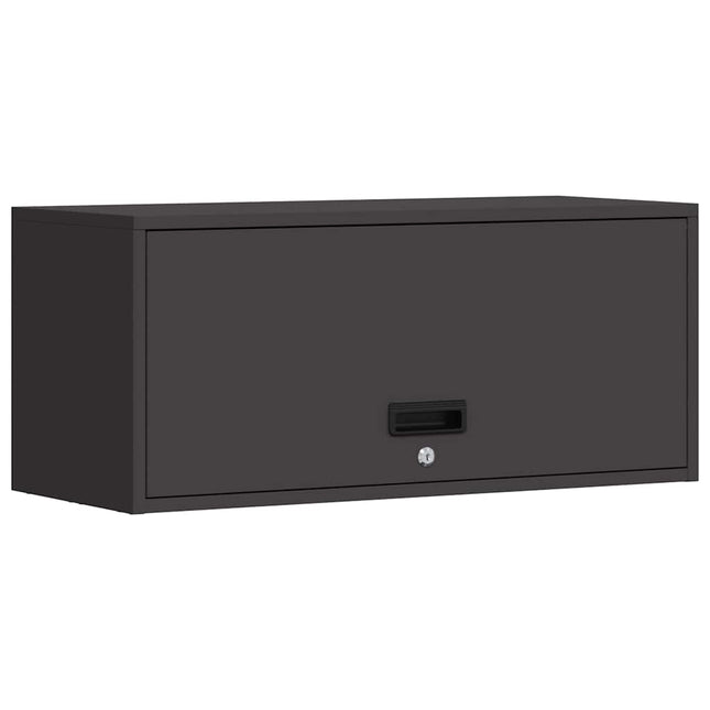 Vägghylla för garage Svart 80 x 33 x 35 cm Pulverlackerad stål