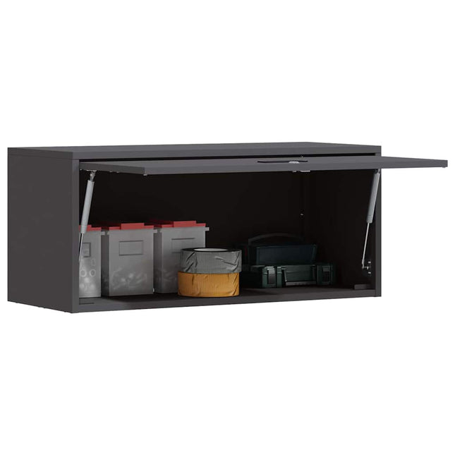 Vägghylla för garage Svart 80 x 33 x 35 cm Pulverlackerad stål