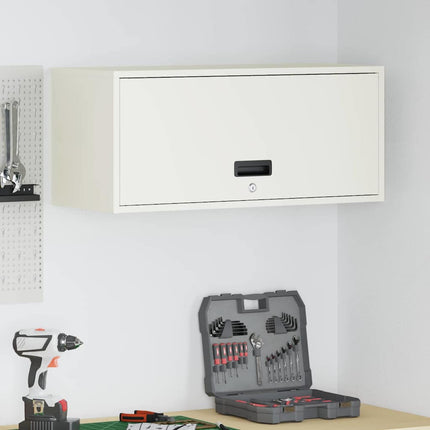 Vägghylla för garage Vit 80 x 33 x 35 cm Pulverlackerad stål