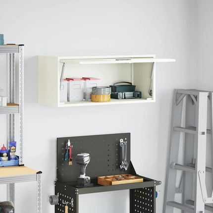 Vägghylla för garage Vit 80 x 33 x 35 cm Pulverlackerad stål
