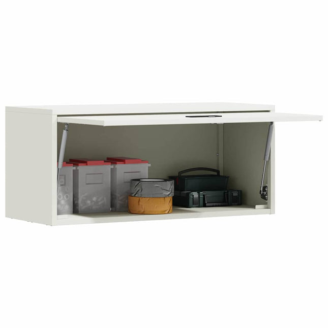 Vägghylla för garage Vit 80 x 33 x 35 cm Pulverlackerad stål