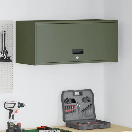 Vägghylla för garage Olivgrön 80 x 33 x 35 cm