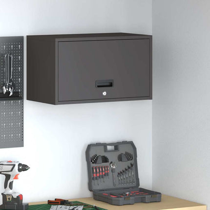 Vägghylla för garage Svart 60 x 33 x 35 cm Pulverlackerad stål