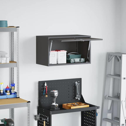 Vägghylla för garage Svart 60 x 33 x 35 cm Pulverlackerad stål