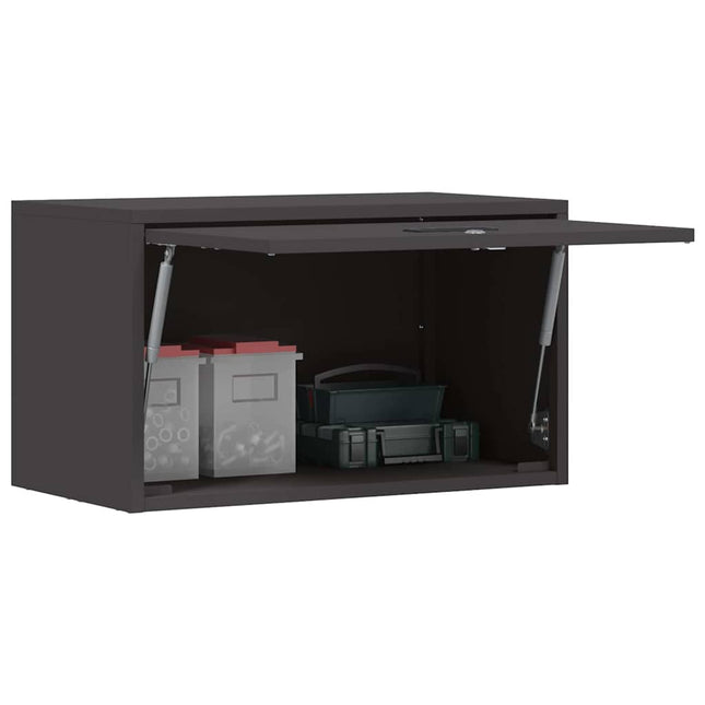 Vägghylla för garage Svart 60 x 33 x 35 cm Pulverlackerad stål
