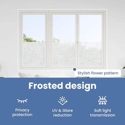 Statisk fönsterfilm Blommönster 90 x 500 cm PVC