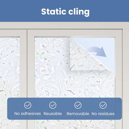 Statisk fönsterfilm Blommönster 90 x 500 cm PVC