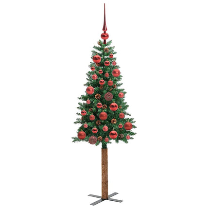 Smal julgran med 150 LED-lampor Grön 150 cm PVC och solid furu