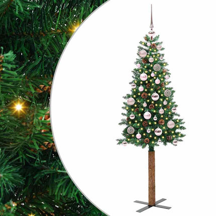 Smal julgran med 150 LED-lampor Grön 150 cm PVC och solid furu