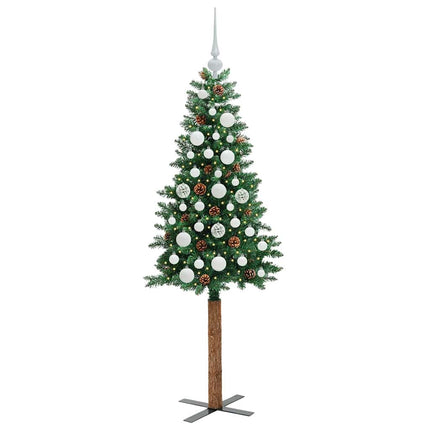 Smal julgran med 150 LED-lampor Grön 150 cm PVC och solid furu