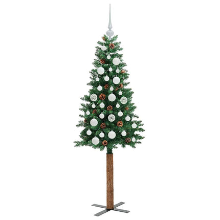 Smal julgran med 150 LED-lampor Grön 150 cm PVC och solid furu