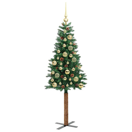 Smal julgran med 150 LED-lampor Grön 150 cm PVC och solid furu