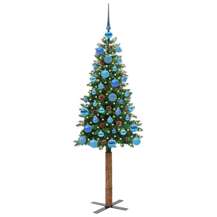 Smal julgran med 150 LED-lampor Grön 150 cm PVC och solid furu