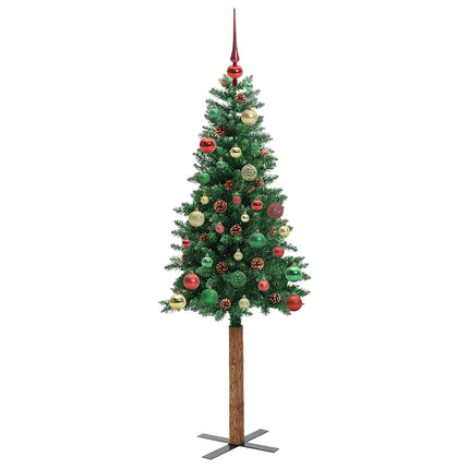 Smal julgran med 150 LED-lampor Grön 150 cm PVC och solid furu