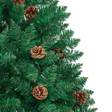 Smal julgran med 300 LED-lampor Grön 180 cm PVC och solid furu