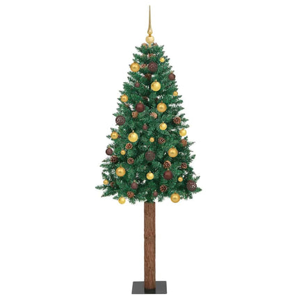 Smal julgran med 300 LED-lampor Grön 180 cm PVC och solid furu