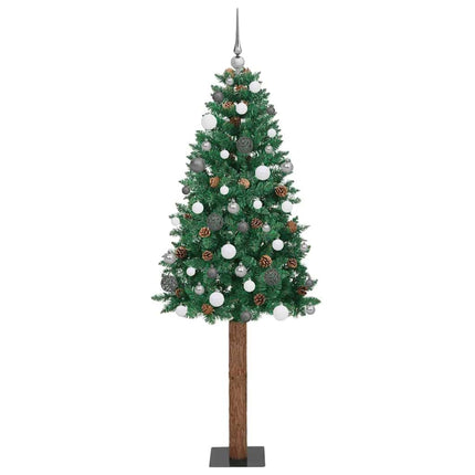 Smal julgran med 300 LED-lampor Grön 180 cm PVC och solid furu