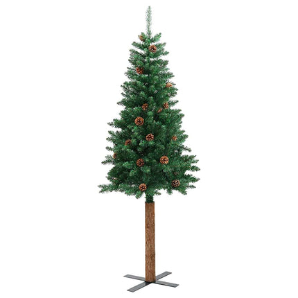 Smal julgran med 300 LED-lampor Grön 180 cm PVC och solid furu