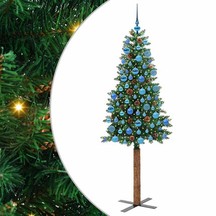 Smal julgran med 300 LED-lampor Grön 180 cm PVC och solid furu