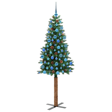 Smal julgran med 300 LED-lampor Grön 180 cm PVC och solid furu
