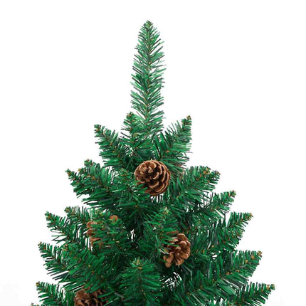 Smal julgran med 300 LED-lampor Grön 210 cm PVC och solid furu