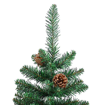 Smal julgran med 300 LED-lampor Grön 210 cm PVC och solid furu