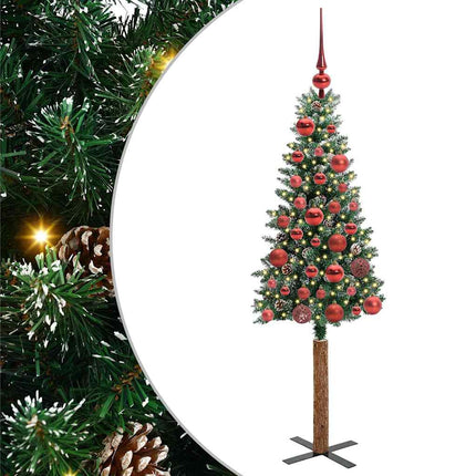 Smal julgran med 150 LED-lampor Grön 150 cm PVC och solid furu