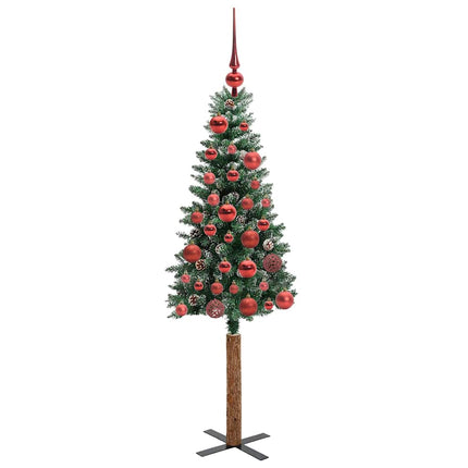 Smal julgran med 150 LED-lampor Grön 150 cm PVC och solid furu