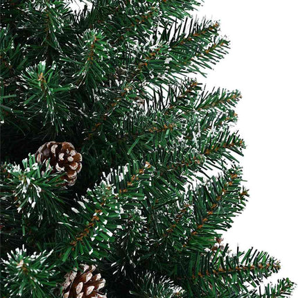 Smal julgran med 150 LED-lampor Grön 150 cm PVC och solid furu