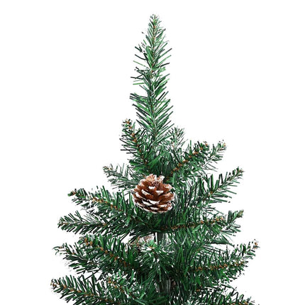 Smal julgran med 150 LED-lampor Grön 150 cm PVC och solid furu