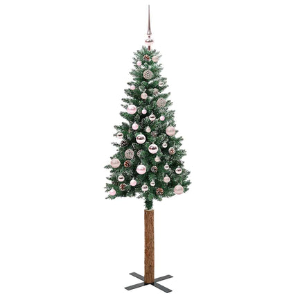 Smal julgran med 150 LED-lampor Grön 150 cm PVC och solid furu