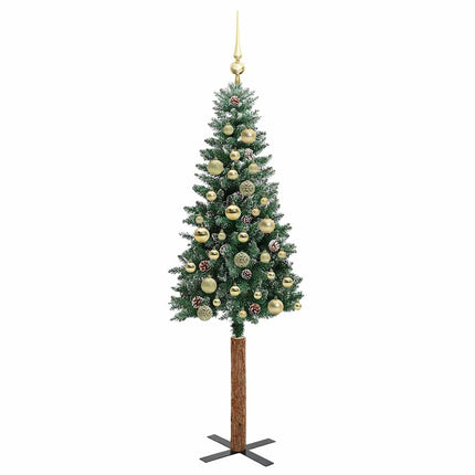 Smal julgran med 150 LED-lampor Grön 150 cm PVC och solid furu