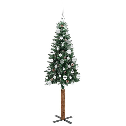 Smal julgran med 150 LED-lampor Grön 150 cm PVC och solid furu