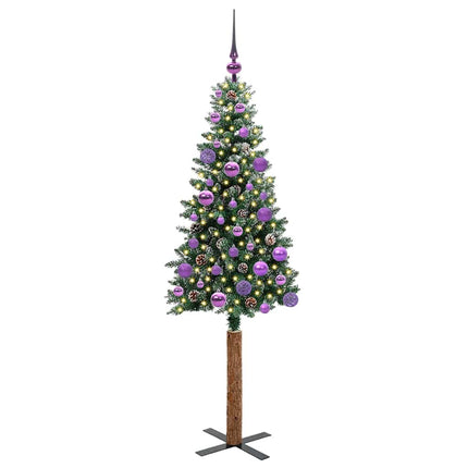 Smal julgran med 150 LED-lampor Grön 150 cm PVC och solid furu