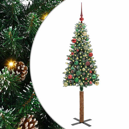 Smal julgran med 150 LED-lampor Grön 150 cm PVC och solid furu