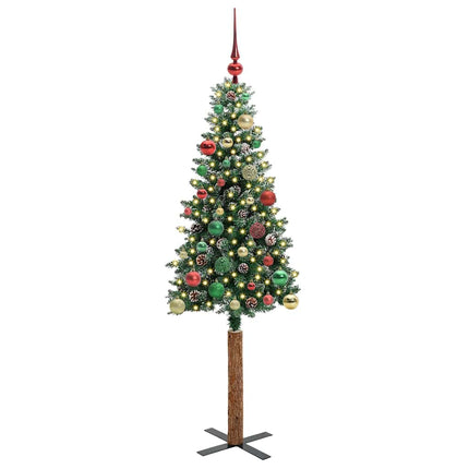 Smal julgran med 150 LED-lampor Grön 150 cm PVC och solid furu