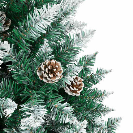 Smal julgran med 300 LED-lampor Grön 180 cm PVC och solid furu