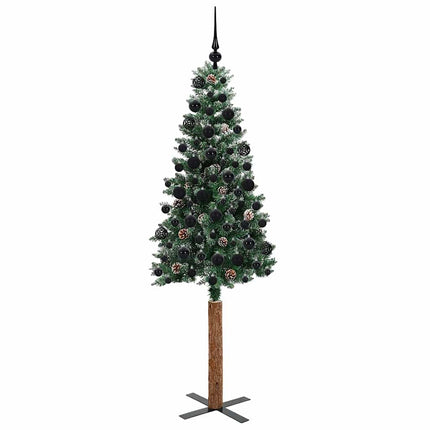 Smal julgran med 300 LED-lampor Grön 180 cm PVC och solid furu