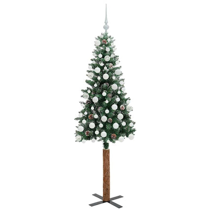 Smal julgran med 300 LED-lampor Grön 180 cm PVC och solid furu