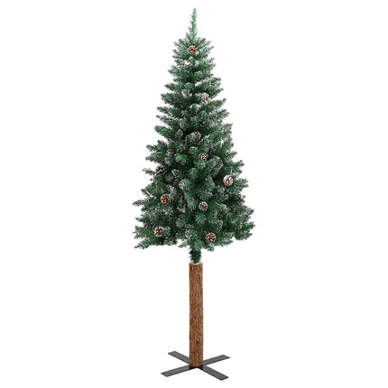 Smal julgran med 300 LED-lampor Grön 180 cm PVC och solid furu