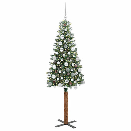 Smal julgran med 300 LED-lampor Grön 180 cm PVC och solid furu