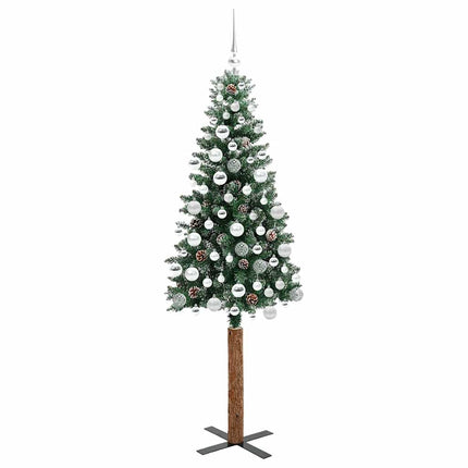 Smal julgran med 300 LED-lampor Grön 180 cm PVC och solid furu