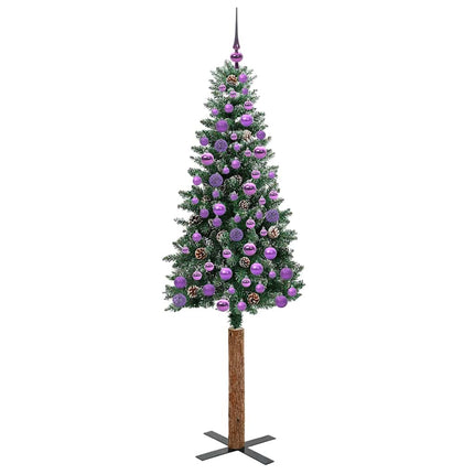 Smal julgran med 300 LED-lampor Grön 180 cm PVC och solid furu
