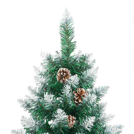 Smal julgran med 300 LED-lampor Grön 210 cm PVC och solid furu