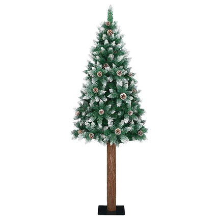 Smal julgran med 300 LED-lampor Grön 210 cm PVC och solid furu