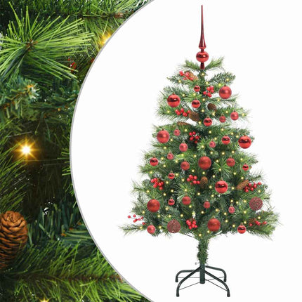 Konstgjord julgran med LED -remsljus Grön 150 cm PVC och metall