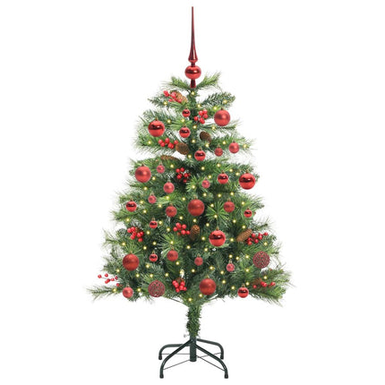 Konstgjord julgran med LED -remsljus Grön 150 cm PVC och metall